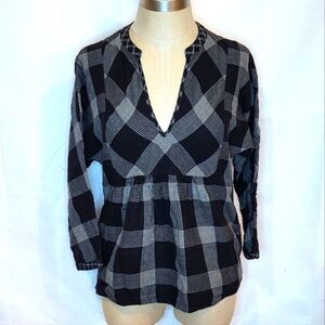 Madewell Boheme Popover Hayden Plaid Peplum Top Size XS